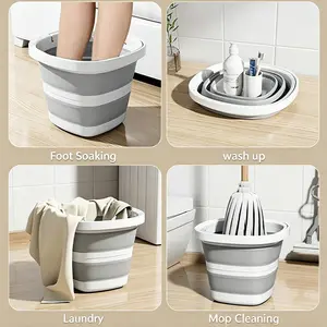 Foldable Lightweight Silicone Foot Bath Bucket, Laundry Basin, Mop Cleaning Bucket, Camping Water Storage, Easy to Store, 1pc