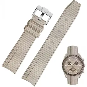 Rubber Bands for Omega X Swatch Moonswatch Watch Strap 20mm Curved End Weave Style   Rubber Replacement Strap Women Men,for Omega Swatch Moonswatch Speedmaster