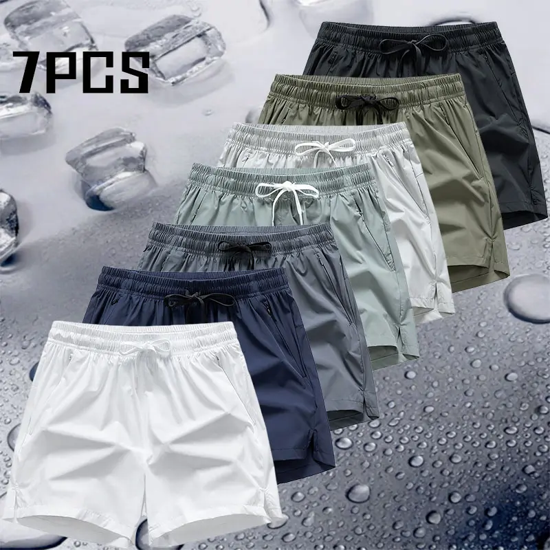 Men’s 7-Pack Quick-Dry Sports Shorts, American casual athletic style, breathable quick-dry fabric that is skin-friendly and won’t feel clammy when you sweat, zippered pockets for secure phone storage, drawstring waistband for a loose fit, side slits for e
