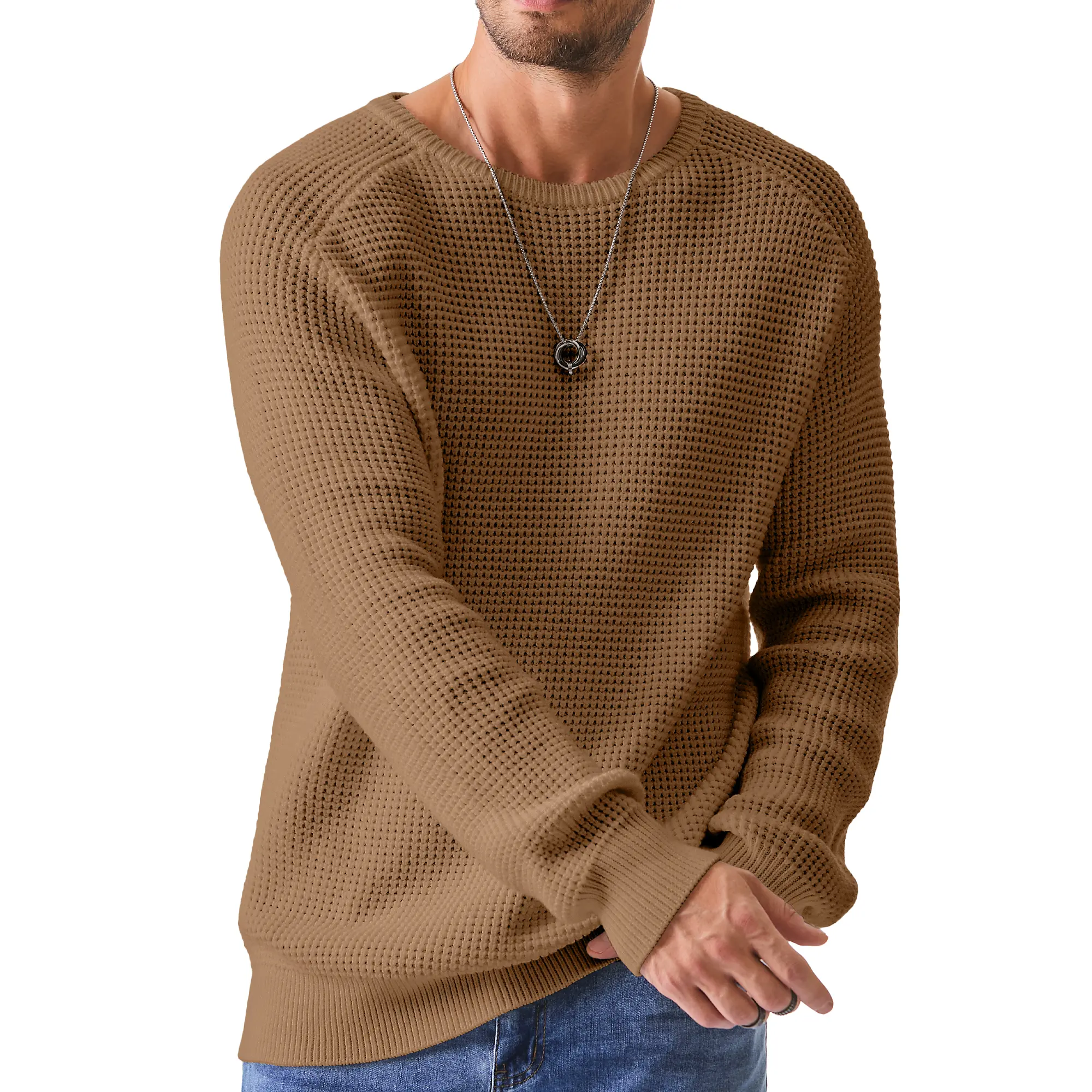 JMIERR Men's Crewneck Sweater Soft Casual Sweaters Classic Long Sleeve Pullover Sweaters with Ribbing Edge