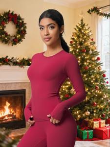 women's solid color long sleeve sports tee, high stretch casual comfy breathable round neck t-shirt for yoga gym workout running, ladies sportswear for all seasons, workout clothes women, athletic workout clothing