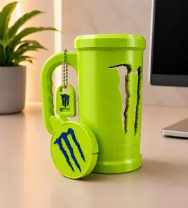 3D Printed Reusable Drink Beverage Can Holder Set - Lightweight Kitchen Gadget Combo with Lid and Mini Keychain Bottle Opener