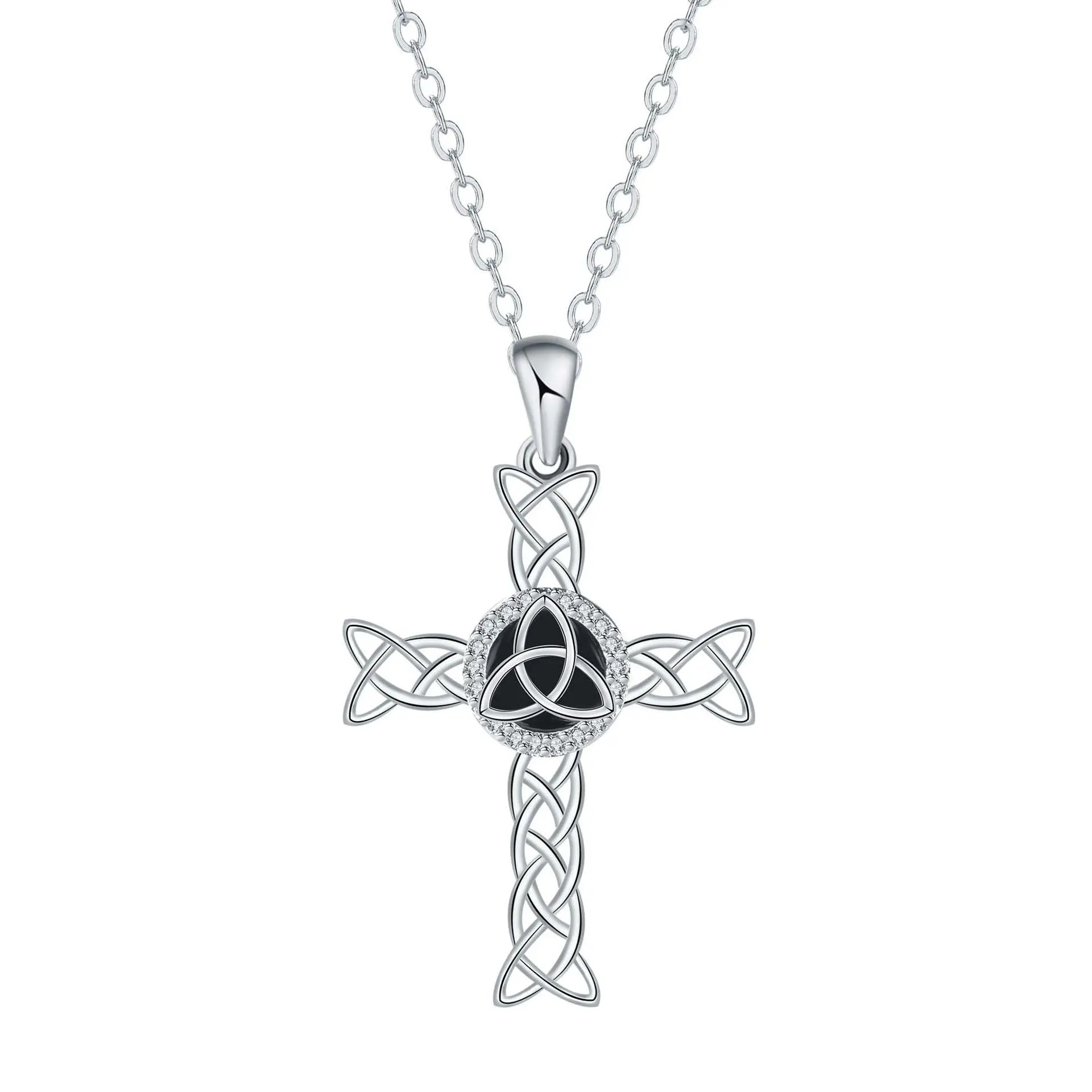 Zircon Celtic cross necklace personality niche daily versatile jewelry suitable for couples gift