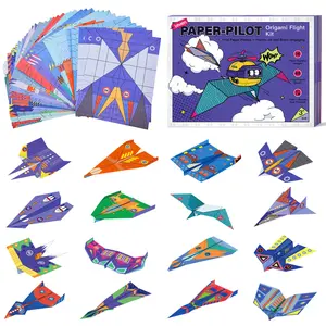 16 Creative Folding Paper Planes DIY Paper Airplane Book with 48 Sheets of Colorful Paper with Video Tutorials