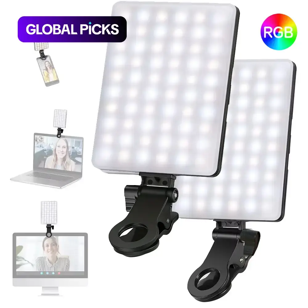 RGB LED Pocket Light, Portable Mini Clip-On Rechargeable Video Light for Phone iPad Laptop, Ideal for Vlogging Selfies Live Streaming Photography #GLOBAL PICKS