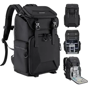K&F CONCEPT Camera Backpack, Hard Shell Camera Bag, Large Capacity Photography Backpack with 15.6" Laptop Compartment & Tripod Holder & Rain Cover