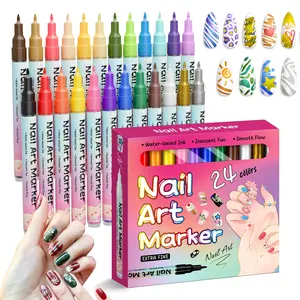 12/24 Color Nail Art Pens, 0.5 MM Nail Polish Pens Set Drawing Painting Point Liner Acrylic Painted Pen Kit, Waterproof, Smooth and Quick-drying Nail for DIY Nails Art Design Manicure Tools