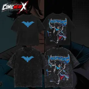 [ComicWear X] Red Hood, Nightwing Print Cotton T-shirt, Vintage Graphic Tee Washed For Fans Super Hero Movie,Printed Washed T-Shirt Oversize, Graphic Streetwear T-shirt, T-shirt Unisex Hot 2026