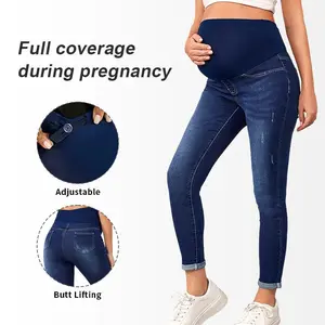 Women's Maternity Jeans Over Belly Skinny Denim Jeggings Comfy Stretch Pregnancy Pants