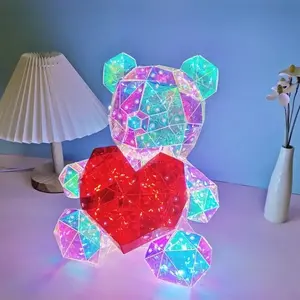 Colorful Teddy Bear Doll Gift Lamp, Sparkling Romantic Surprise LED Light, Perfect for Girls' Birthdays & Valentine's Day, Bedroom Decor