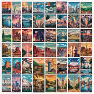50pcs Retro Travel Series Stickers, Office Supplies and Notebook Accessories, Suitable for Scrapbooks, Diaries, Laptops, Water Bottles, Cars, Etc., Based on A Design Inspired By Faith, Multipurpose Car Decal