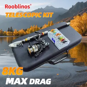 4-in-1 Complete Fishing Combo, Telescopic Rod, Spinning Reel, Carry Bag, 5pcs Crankbaits 5cm 4g, Lightweight Portable 900g, 5.2:1 Gear Ratio, 5+1 BB, 8kg Max Drag, Carbon Fiberglass, Freshwater Saltwater, All-in-One Ready to Fish Kit, Travel Friendly