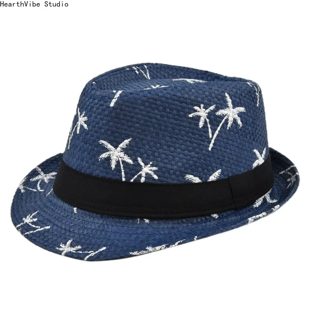 Men's Wide-Brimmed Straw Casual Beach Fedora - Spring-Summer Outdoor Sun Shade Hat, Parent-Child Style, Gender Neutral Hats, Fedora Hat Hats