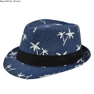 Men's Wide-Brimmed Straw Casual Beach Fedora - Spring-Summer Outdoor Sun Shade Hat, Parent-Child Style, Gender Neutral Hats, Fedora Hat Hats