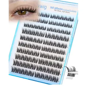 Self Adhesive Lash Clusters 10-14MM Short Self Adhesive Eyelashes Wispy Eyelash Clusters Pre Glued Manga Cluster Lashes Spiky Natural Individual lashes CD Curly Press On Lashes by Lvmixwig