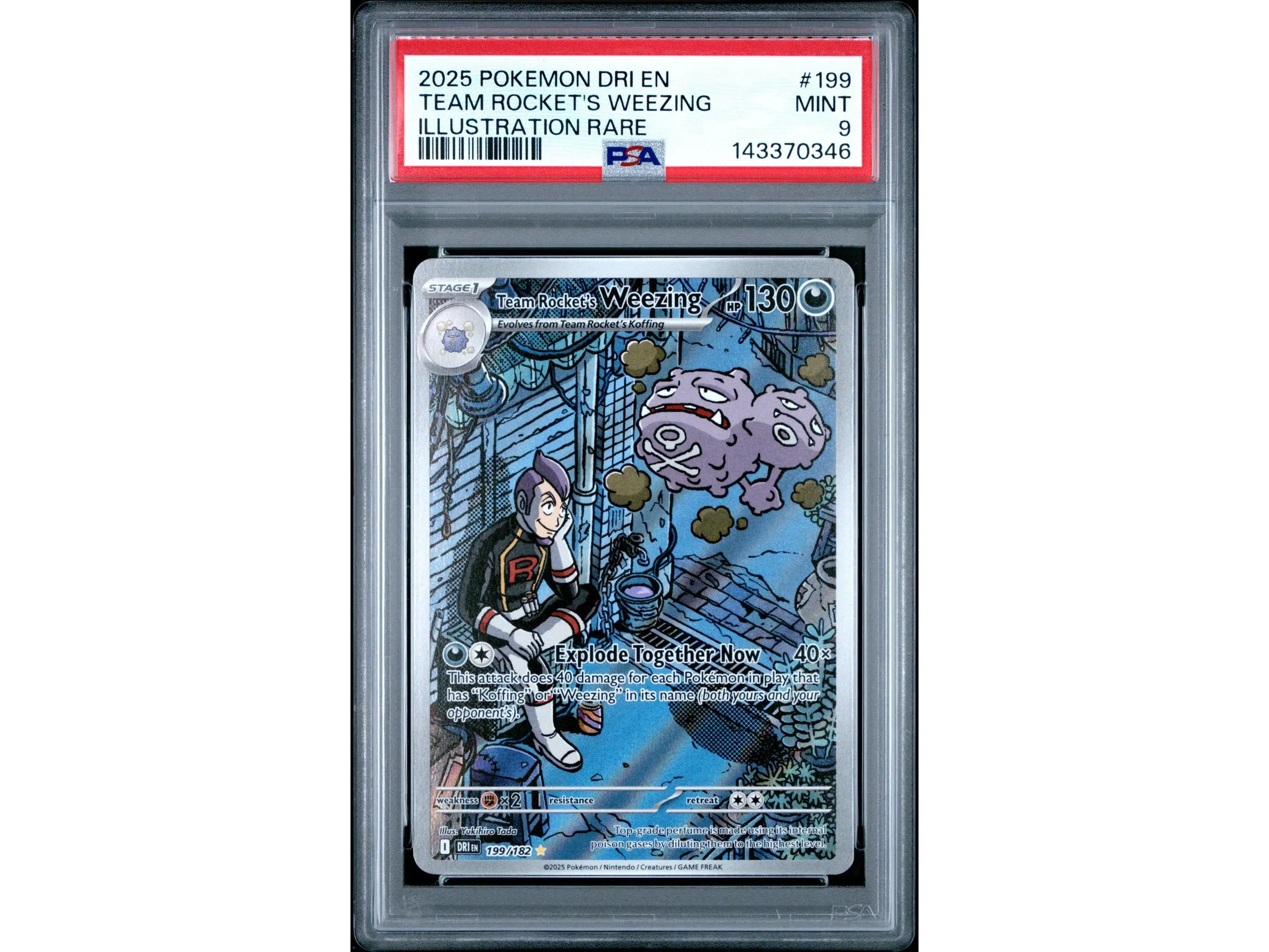 2025 Pokemon Scarlet and Violet Destined Rivals Illustration Rare Team Rocket's Weezing #199 PSA 9