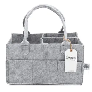 Parker Baby Co. Felt Diaper Caddy - Organizer with Removable Insert & 8 Pockets