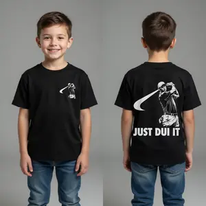 Funny Tiger Woods Mugshot Just Dui Style Youth T-Shirt, Golf Shirt, Novelty Graphic Tee, Unisex Golfing Gift Shirt for Men and Women