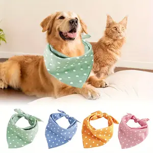 4 Pcs Polka Dot Printed Scarf Washable Daily Handkerchief Cotton Puppy Scarfs Fashion Accessories
