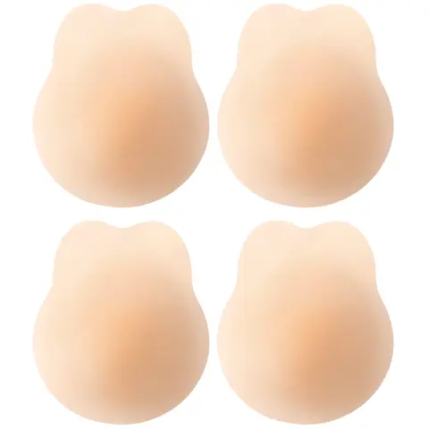 Women's Silicone Rabbit Ear Nipple Covers - Soft, Comfortable, Light, Reusable, Strapless Push-Up Lift Bra Accessories with Inserts, Padding for Backless, Low-Cut Dresses, 5 Disposable Pairs (Sexy Female Women's Underwear Accessory for Medium/Large Sizes)