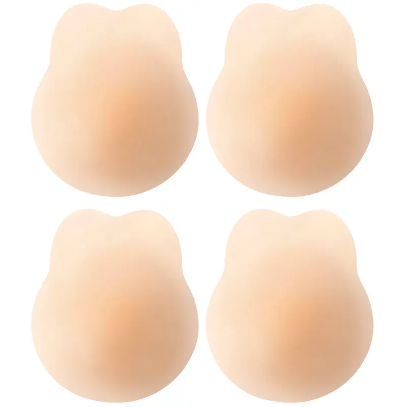 Women's Silicone Rabbit Ear Nipple Covers - Soft, Comfortable, Light, Reusable, Strapless Push-Up Lift Bra Accessories with Inserts, Padding for Backless, Low-Cut Dresses, 5 Disposable Pairs (Sexy Female Women's Underwear Accessory for Medium/Large Sizes)