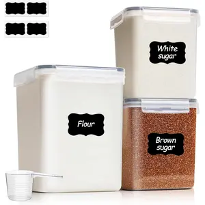 Flour Sugar Storage Containers Set of 3 (5.2L/5.5Qt) (2.5L/2.6Qt*2), Large Airtight Food Storage Containers with Lids Plastic Canisters for Kitchen Pantry Organizers for Rice and Baking