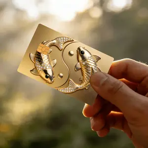 Luxury Diamond Koi Taiji Card Credit Card Sticker Used for EBT, Transportation, Keys, Credit Cards, Debit Cards, Card Skins, Protect Bank Cards, No Bubbles, Suitable for Small Chip Cards Decoration Sticker