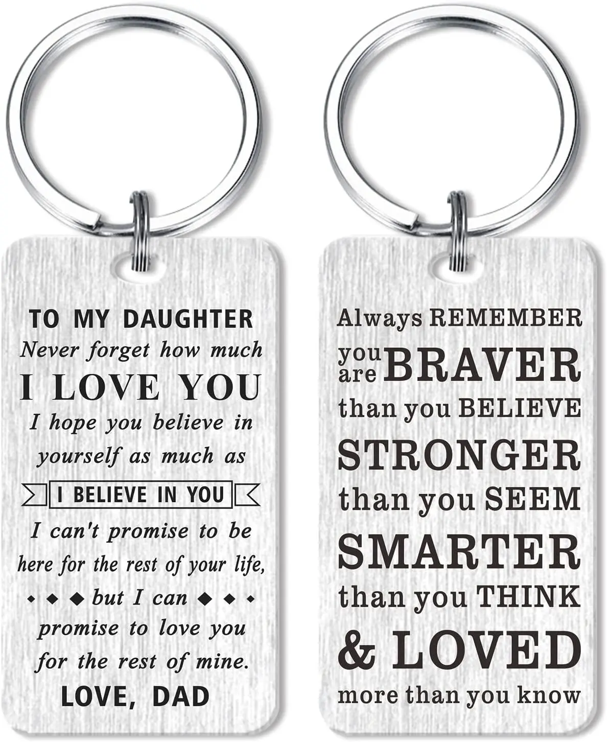 To My Daughter Keychain Gifts Inspirational Quotes, Never Forget I Love You, Mothers Day Fathers Day Keychains