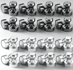 Brushed Nickel Strong Magnet Thumbtacks (0.47x0.47in) - Black Metal, Easy Grip, Strong Pull, Magnetic Attachment - Home Improvement Kitchen Fixture Accessories for Refrigerators, Whiteboards，kitchen accessory.