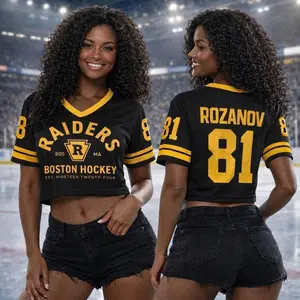 Hollander & Rozanov 2026 Heated Rivalry Mesh Crop Football Jersey for Women, Fan-Inspired Hockey Style Sportswear Gift