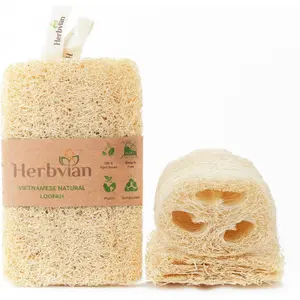 Natural Vietnamese Loofah Sponge, 100% Plant-Based Luffa Exfoliating Body Scrubber for Shower, Multi-Functional for Kitchen, Ideal for Men & Women, Spa & for Pet (2 Pack)