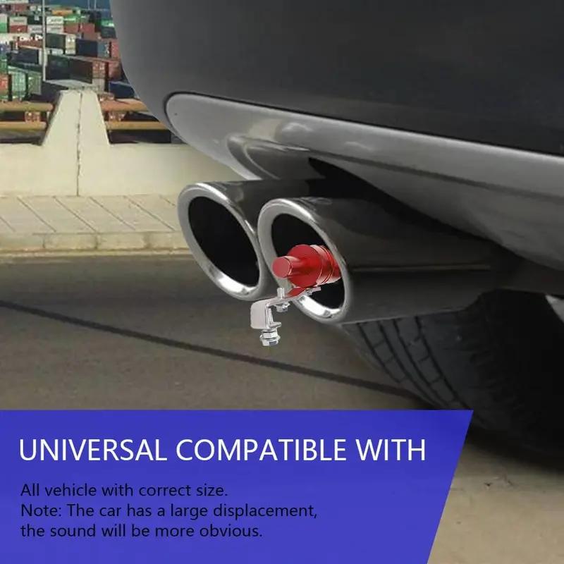 3PCS Car Exhaust Pipe Decorative Whistle, Aluminum Alloy Vehicle Decor Accessory, Universal Fit for Most Cars, Red