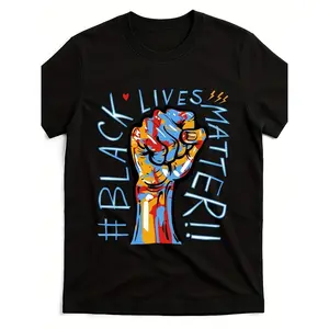 Men's & Women's Black Lives Matter T-Shirt - Heavyweight Pure Cotton, Retro BLM Symbol Graphic Tee, Unisex Social Justice Apparel, Machine Washable Statement Top