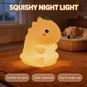 2026 Trending Dinosaur Pet Calming Lamp, Soft Silicone Tap Light for Dogs & Cats,Pet Friendly Dinosaur Lamp, Rechargeable Cordless Pet Calming Lamp,Soft Silicone Tap Lamp for Pet Anxiety Relief & Sleep,