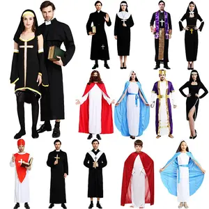 Halloween Jesus costume; male missionary priest's robe; Mary; priest; nun's costume; cross