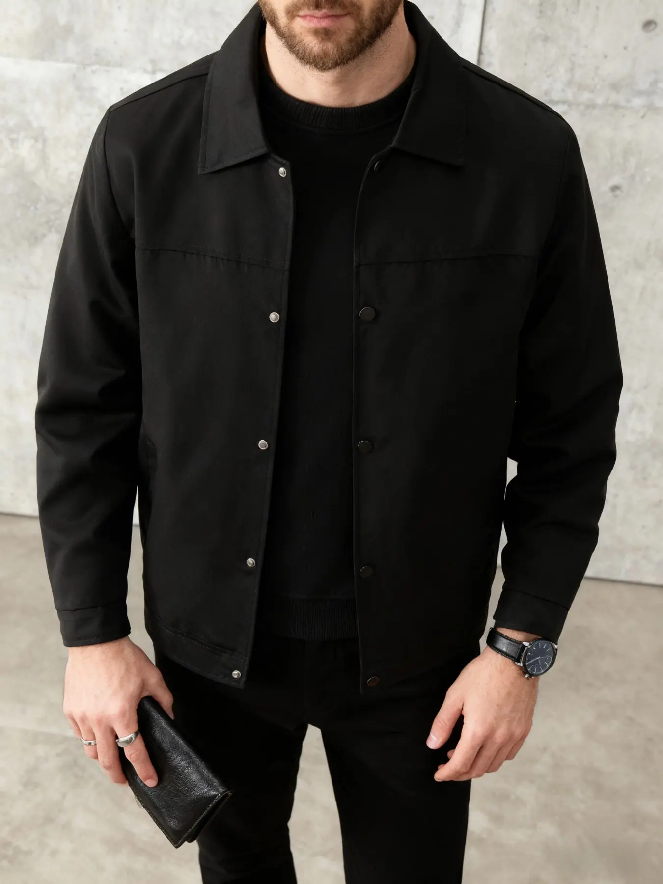 Men's lightweight casual jacket with snap closure - collar design, versatile lightweight business jacket, 100% polyester fiber, machine washable, easy to maintain fabric, suitable for daily life and formal wear - spring and autumn seasons