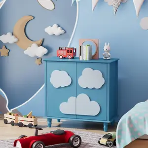 ANBUY 2-Door Sideboard Buffet Cabinet - Unique Bedroom Furniture, 31.5'' Cloud Decoration, Scalloped Design, Adjustable Shelf Storage for Kitchen, Living Room
