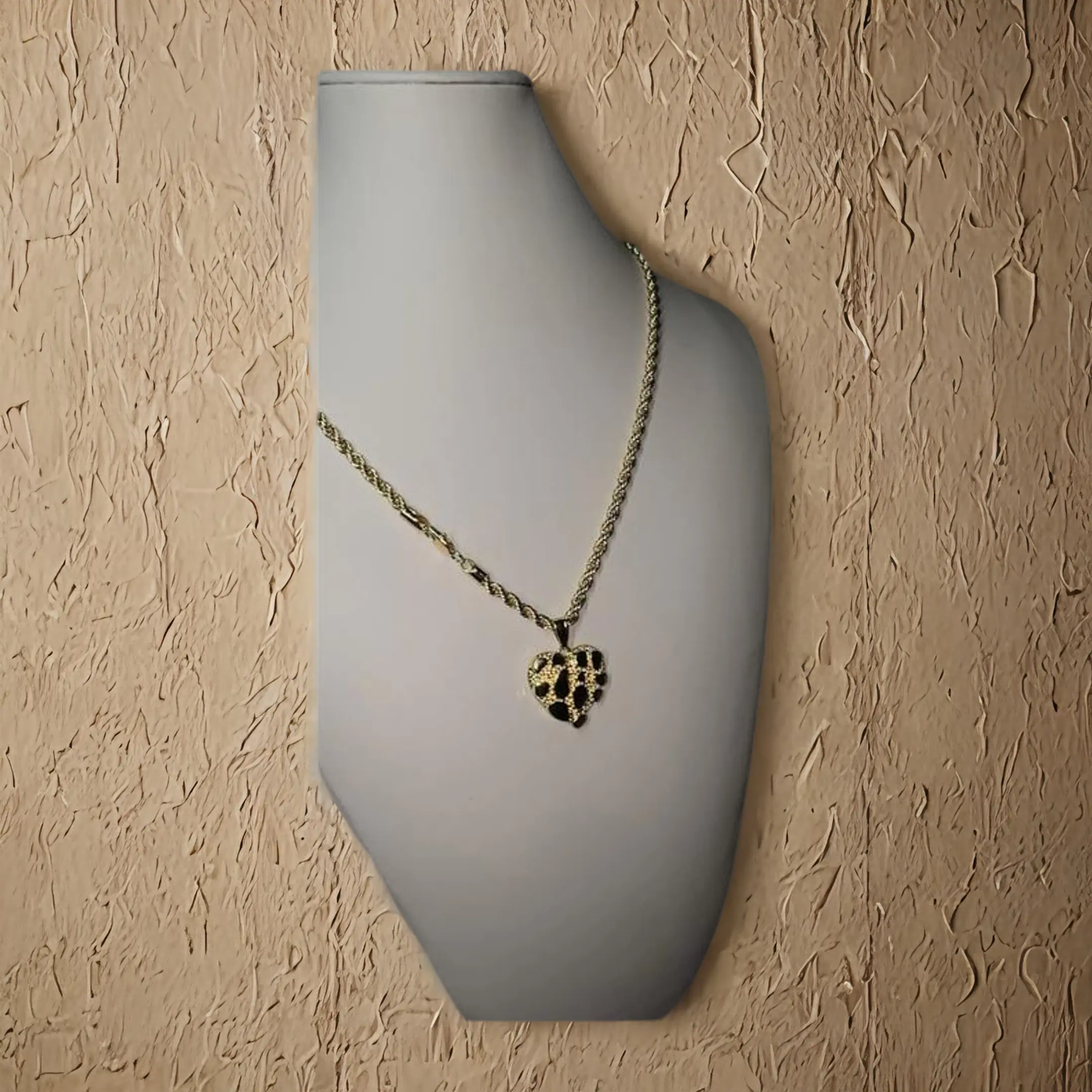 Gold Plated Nugget Heart Pendant Chain Jewelry Necklace - 24-in Chain, Elegant Design, Ideal Anniversary Gift, Chain Jewelry Necklaces
