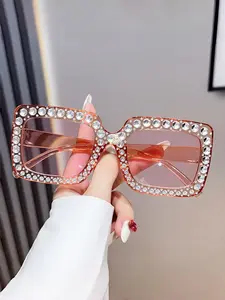 Fashion Classic Starry Sky Pattern Elegant Large Frame Women's Sunglasses, High-End Diamond Decor, Street Photography Lenses, Durable Travel Glasses, Fashionable
