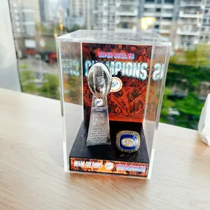 Dolphins American Football Championship Trophy Set, Beautiful Dolphins Display Box, Dolphin Team Perfect Sports Award Replica, Ideal Gift for Sports Lovers 1973/1974