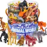 Yeonha Toys 60 Piece Mini Zoo Animal Toy with Gift Box, Realistic Small Plastic Animal Figure Sensory Bins, Jungle Party Favors, Cupcake Topper, School Education, Birthday Gifts for Kids Toddlers
