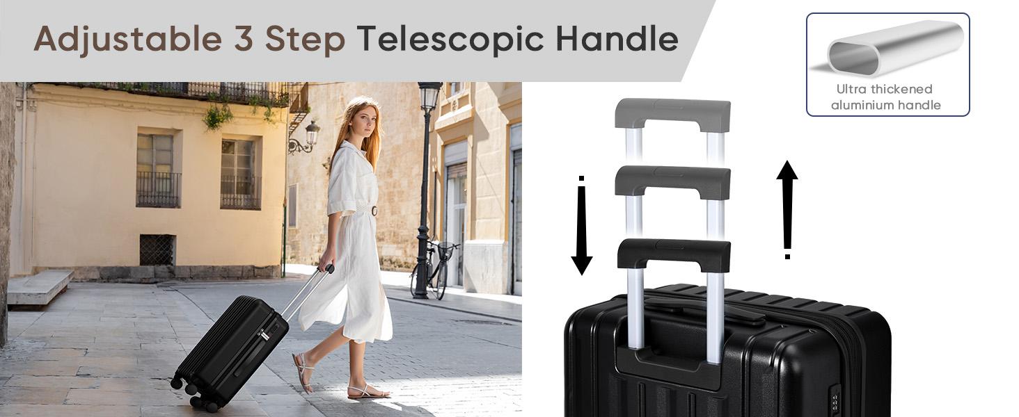 SHOWKOO Luggage Sets 3-Piece Full PC Ultra Tough Hardside Carry On Expandable Suitcases Sets with TSA Lock Double Spinner Wheels (20in/24in/28in) Black Gift for Travel,School,Business