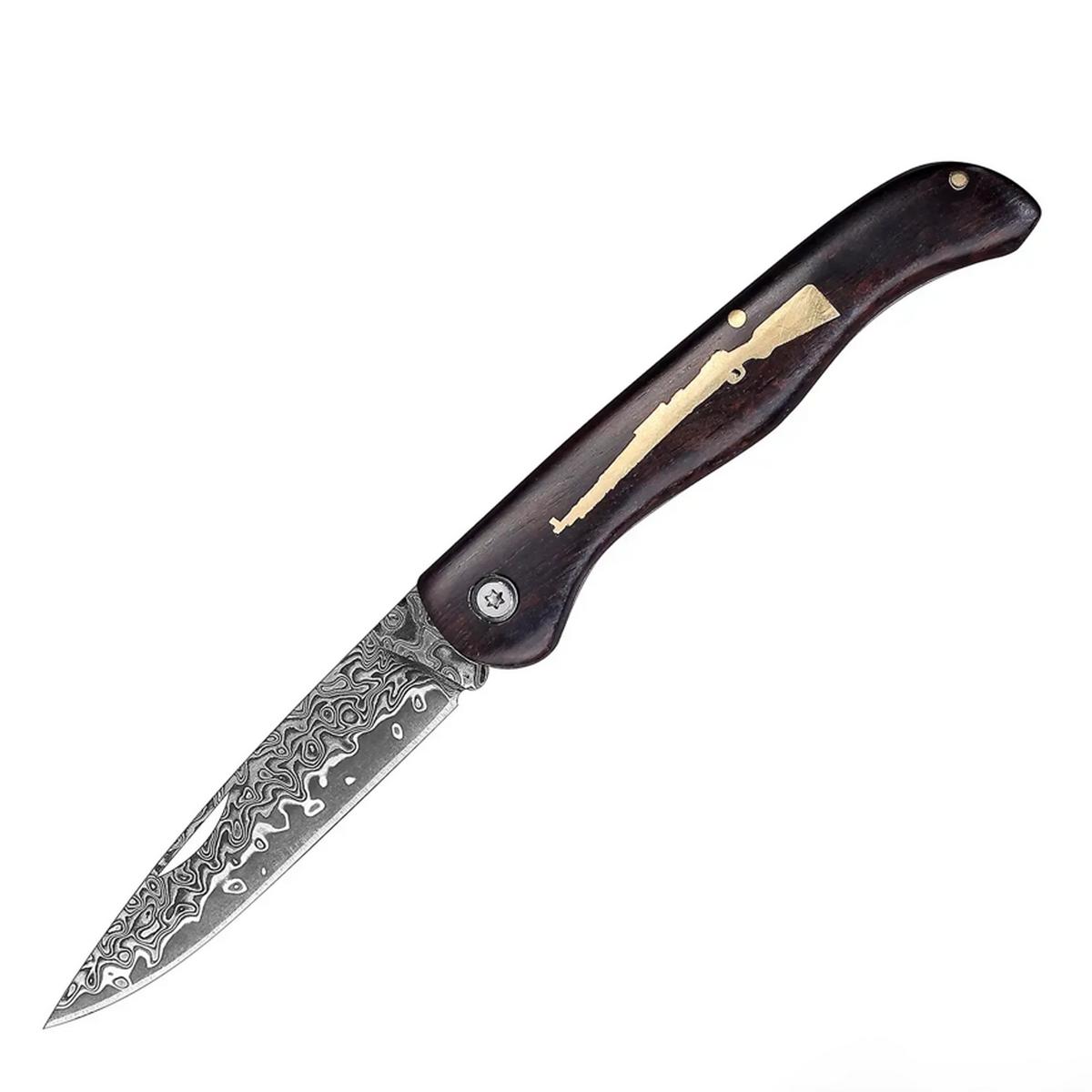 Handmade Damascus Steel Pocket Knife - Ebony Wood, Pockets Knives,Outdoor Camping Gear,Everyday Carry Tools,Compact Carry Vintage Small Gentleman's EDC Tool for Outdoor Tasks,Multi-functional Folding Knife,Quick Chores - Unique Gift for Men