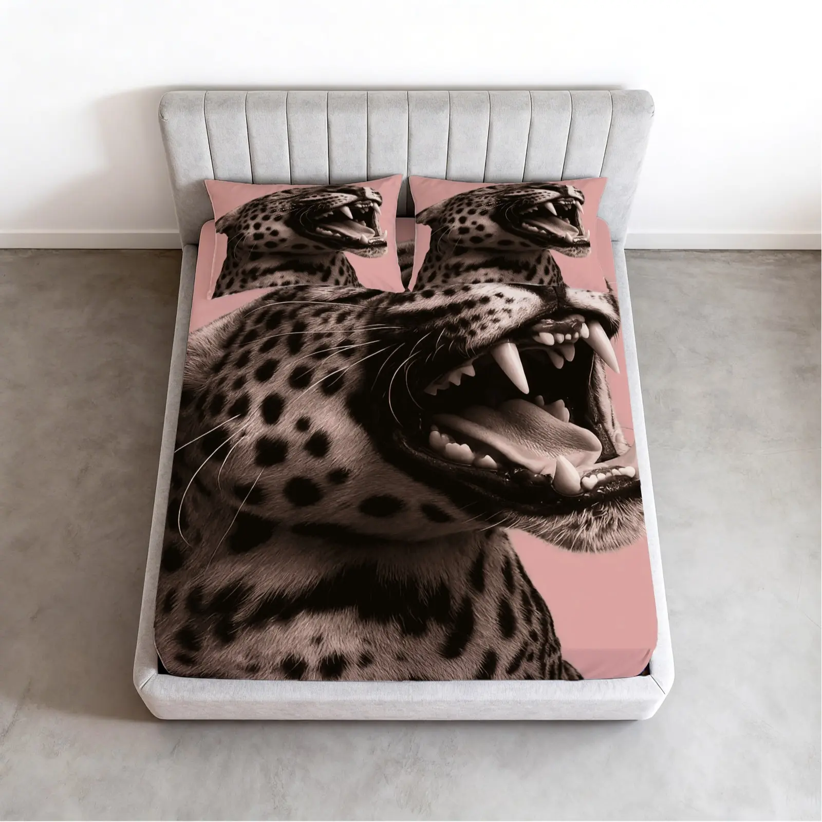 3-Piece Jaguar & Cheetah Animal Print Fitted Sheet Set, Wildlife Style Bedding Collection, Full Surround Deep Pocket Design, HD Digital Printing, Soft, Breathable & Lightweight Bed Sheets, Perfect for Bedroom and Guest Room (Pillow Inserts Not Included)