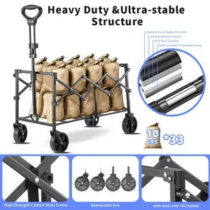 All Terrain Wheel Foldable Camping Garden Cart, High Load-bearing Capacity, Large Capacity, Suitable For Camping Picnics, Garden Labor, Stall Shopping, Reinforced Frame, Portable, A Must-have For Multi Scene Home Outdoor Activities