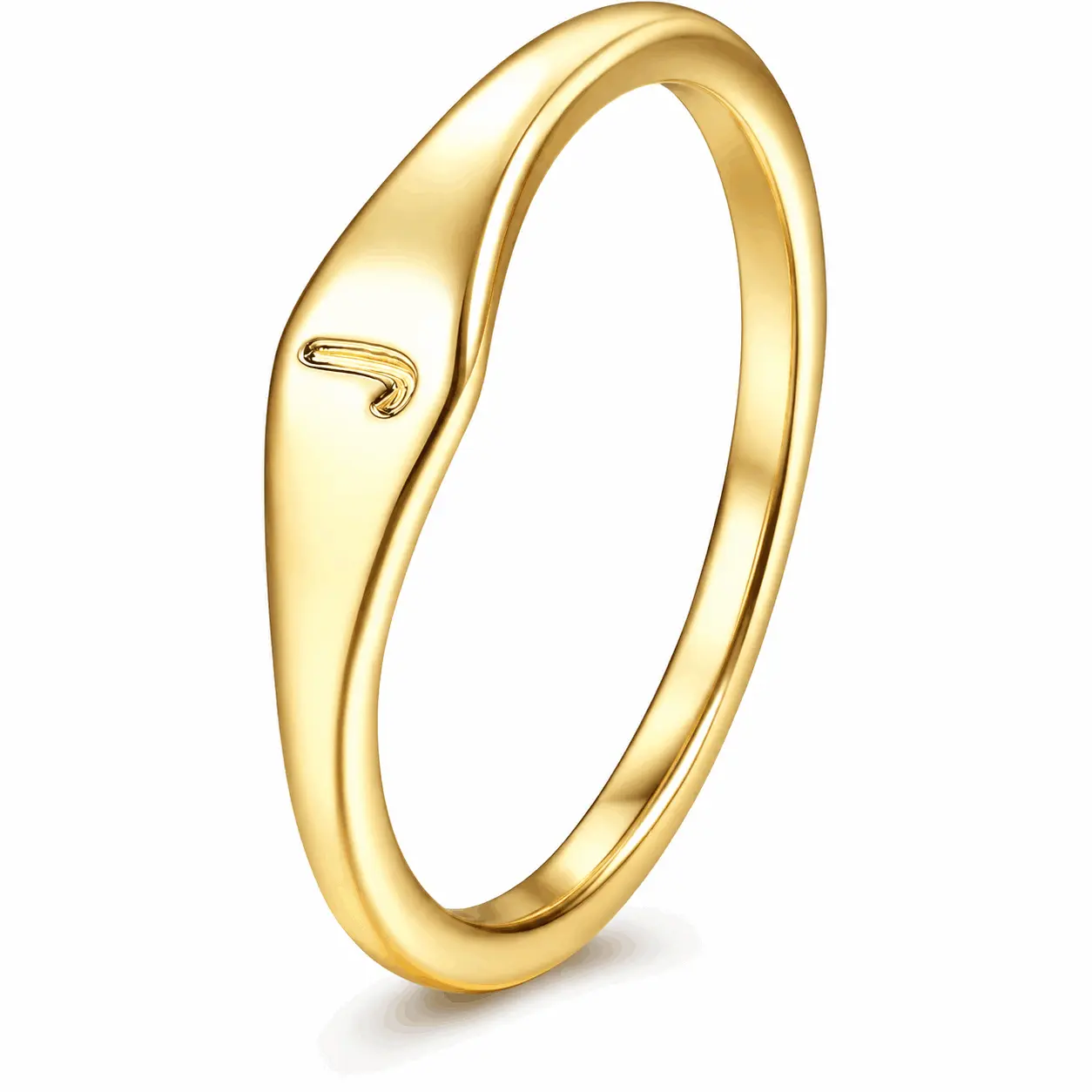 Women's Dainty Initial Band Ring, Thin Letter Signet-Style Stacking Ring, Gold-Tone Costume Jewelry, Pinky & Thumb Ring, Sizes 6-10, Gift for Her