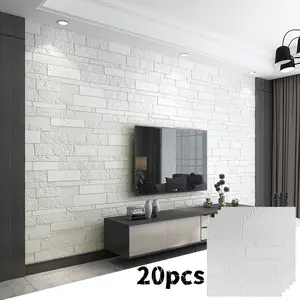 20pcs 3D Brick Pattern Wall Stickers, Self-Adhesive Foam, Easy Clean, Cuttable, Ideal for Kitchen, Living Room, Bedroom, Bathroom Decor