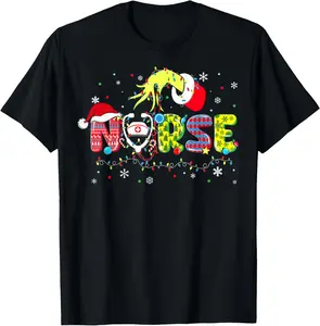 100% Cotton Groovy Nurse Christmas Xmas Santa RN CNA ICU Scurb Men Women T-Shirt