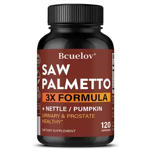 Bcuelov Saw Palmetto health supplement,Support prostate health,Support urinary health,120 Capsuels
