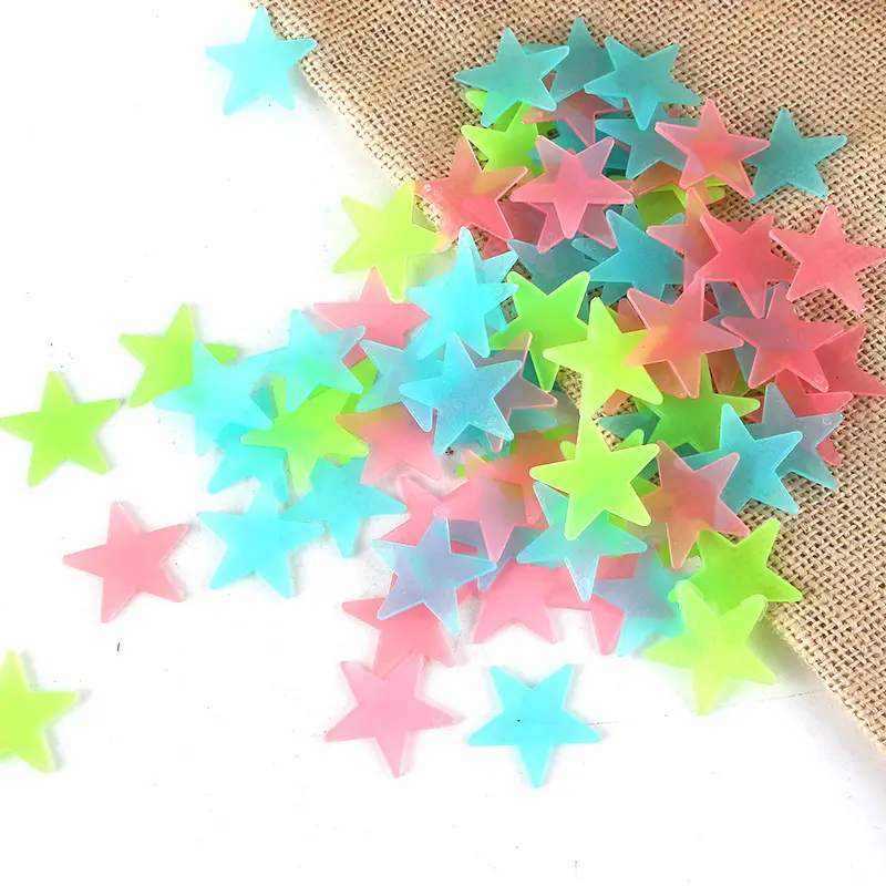 100pcs Glow in The Dark Stars - Magical Night Sky Luminous Wall Stickers, Fluorescent Plastic Star Decals for Kids Baby Bedroom, Nursery, Ceiling Decor, Multicolor